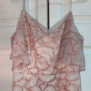 Women's Adrianna Papell copper and cream lace long spaghetti strap dress size 10